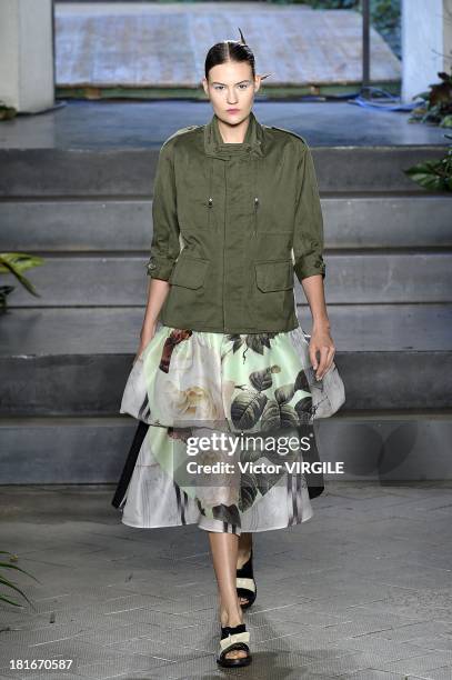 Model walks the runway during the Antonio Marras show as a part of Milan Fashion Week Womenswear Spring/Summer 2014 on September 20, 2013 in Milan,...