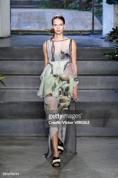 Model walks the runway during the Antonio Marras show as a part of Milan Fashion Week Womenswear Spring/Summer 2014 on September 20, 2013 in Milan,...