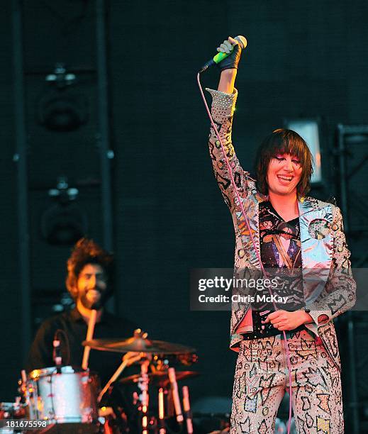 Karen O and Brian Chase of Yeah Yeah Yeahs perform at the 2013 Music Midtown Festival at Piedmont Park on September 21, 2013 in Atlanta, Georgia.