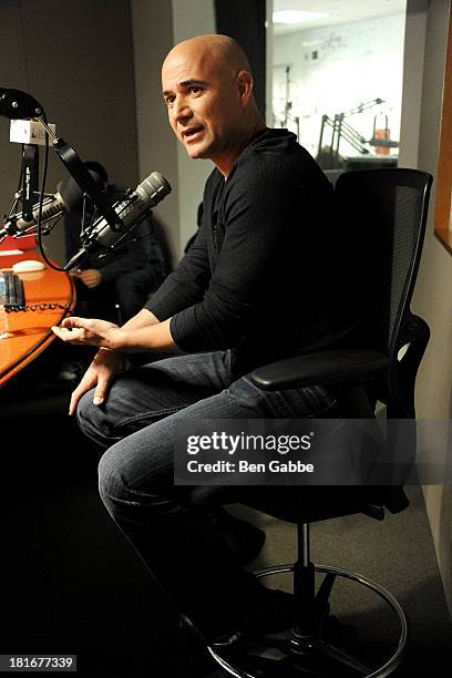 Former professional tennis player Andre Agassi visits SiriusXM Studios on September 23, 2013 in New York City.