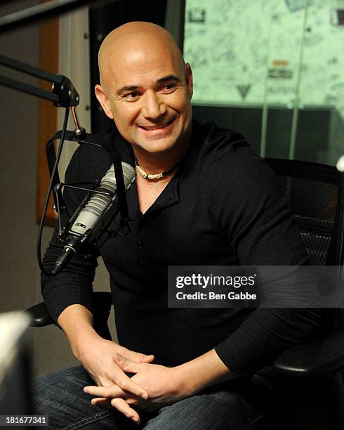 Former professional tennis player Andre Agassi visits SiriusXM Studios on September 23, 2013 in New York City.