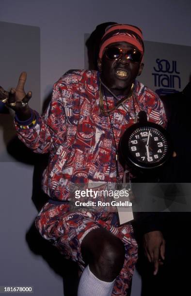 Flavor Flav of Public Enemy attends Sixth Annual Soul Train Music Awards on March 10, 1992 at the Shrine Auditorium in Los Angeles, California.