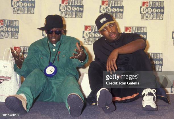 Flavor Flav and Chuck D of Public Enemy attend 11th Annual MTV Video Music Awards on September 8, 1994 at Radio City Music Hall in New York City.