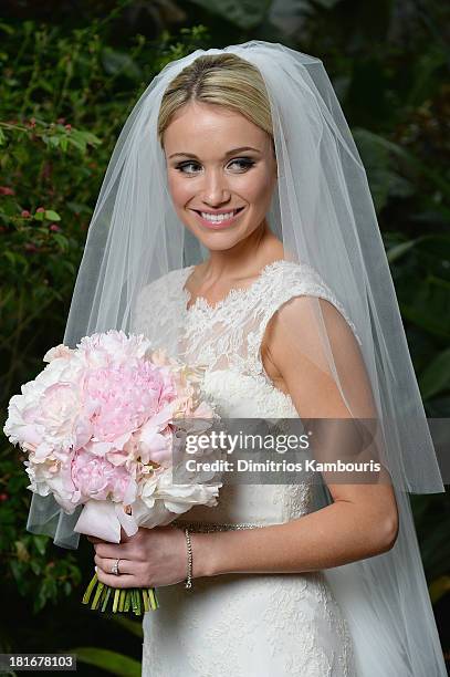 Katrina Bowden seen during her wedding at the Brooklyn Botanic Garden May 19, 2013 in the Brooklyn borough of New York City.