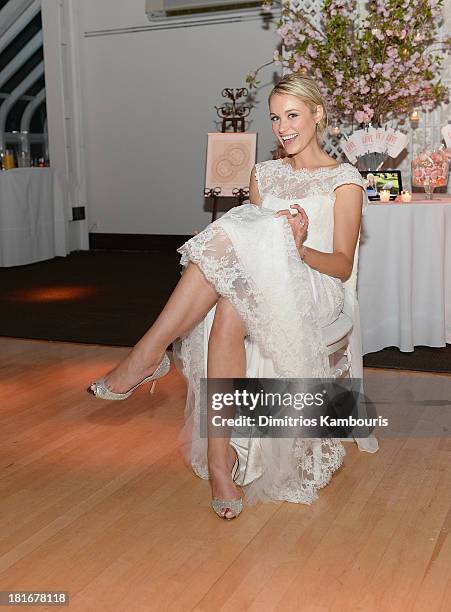 Katrina Bowden seen during her wedding at the Brooklyn Botanic Garden May 19, 2013 in the Brooklyn borough of New York City.