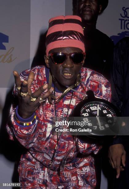 Flavor Flav of Public Enemy attends Sixth Annual Soul Train Music Awards on March 10, 1992 at the Shrine Auditorium in Los Angeles, California.