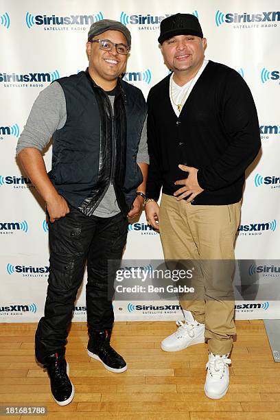 Christian singer Israel Houghton and producer Galley Molina pose at SiriusXM Studios on September 23, 2013 in New York City.