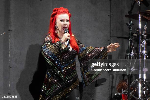 Singer Kate Pierson of The B-52's performs onstage during The Darker Waves Festival on November 18, 2023 in Huntington Beach, California.