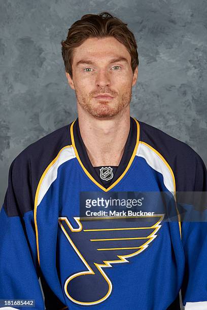 Alexandre Bolduc of the St. Louis Blues poses for his official headshot for the 2013-2014 season on September 12, 2013 at the Scottrade Center in St....