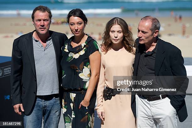 Sebastian Koch, Ursula Strauss, Nora von Waldstatten and Gotz Spielmann attend 'Oktober/November' photocall during 61st San Sebastian Film Festival...