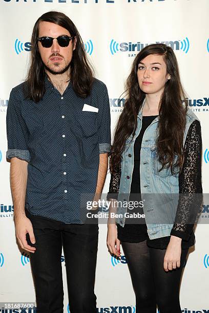 Brian Oblivion and Madeline Follin of the indie pop band the Cults visit SiriusXM Studios on September 23, 2013 in New York City.