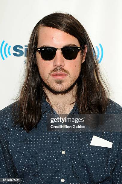 Brian Oblivion of the indie pop band the Cults poses SiriusXM Studios on September 23, 2013 in New York City.