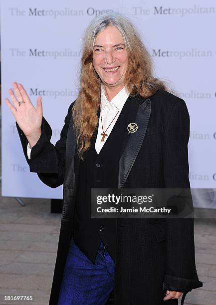 Patti Smith attends the Metropolitan Opera Season Opening Production Of "Eugene Onegin" at The Metropolitan Opera House on September 23, 2013 in New...