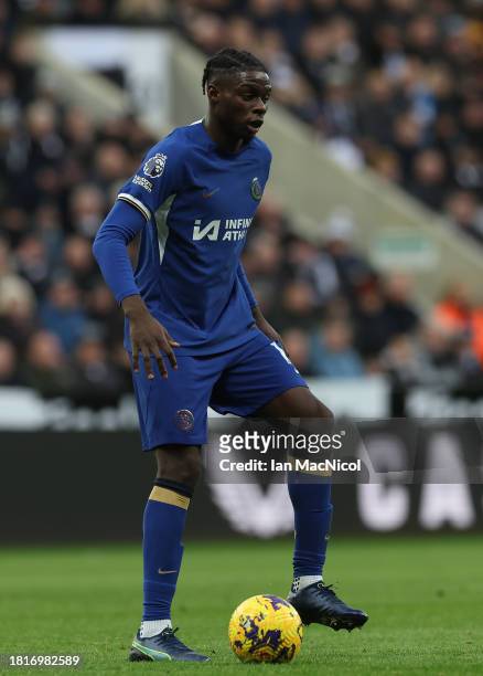 Lesley Ugochukwu of Chelsea is seen during the Premier League match between Newcastle United and Chelsea FC at St. James Park on November 25, 2023 in...