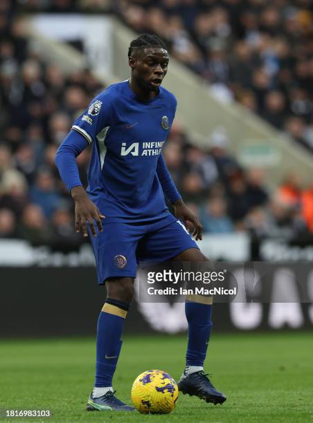Lesley Ugochukwu of Chelsea is seen during the Premier League match between Newcastle United and Chelsea FC at St. James Park on November 25, 2023 in...