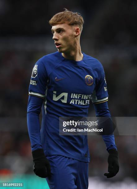 Cole Palmer of Chelsea looks on during the Premier League match between Newcastle United and Chelsea FC at St. James Park on November 25, 2023 in...