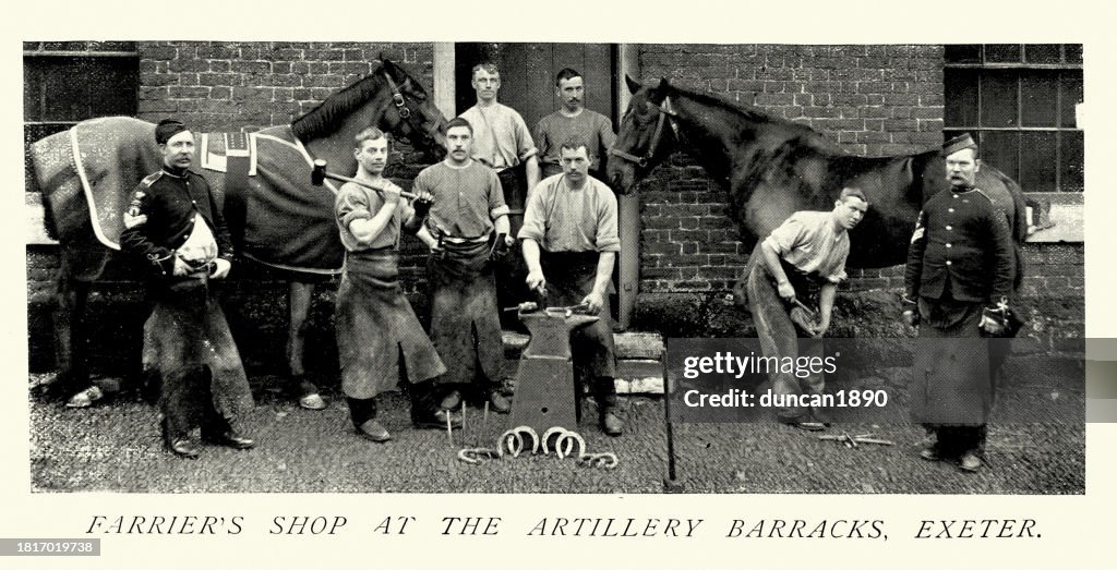 Farrier's shop, Royal Artillery barracks, Exeter, Victorian British Army, Military history 19th Century, 1890s