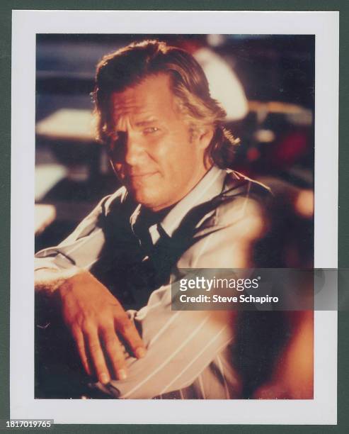 Portrait of American actor Jeff Bridges on the set of the film 'Texasville' , Texas, 1990.