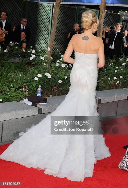 Actress Malin Akerman arrives at the 65th Annual Primetime Emmy Awards at Nokia Theatre L.A. Live on September 22, 2013 in Los Angeles, California.