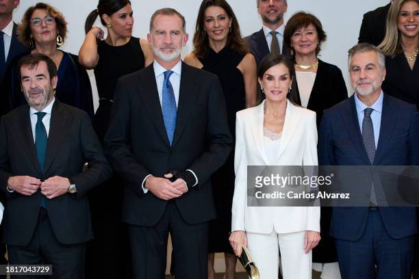 King Felipe VI of Spain and Queen Letizia of Spain attend the 40th "Francisco Cerecedo" Journalism Awards on November 27, 2023 in Madrid, Spain.
