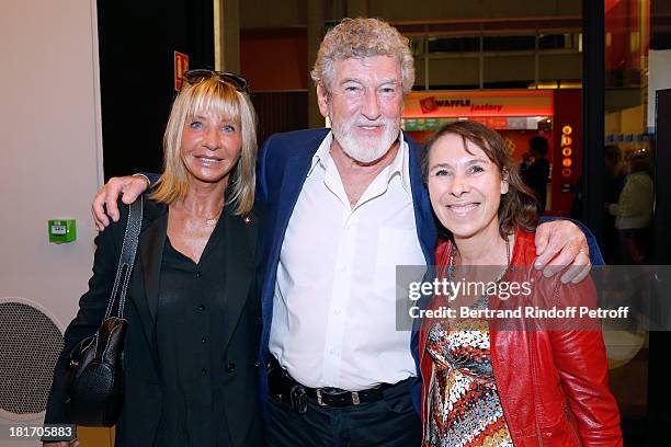 Actor Patrick Prejean and his wife Viviane with Public relation of Grevin Museum Veronique Berecz attend 'L'Escalier De Fer' with Laurent Gerra :...