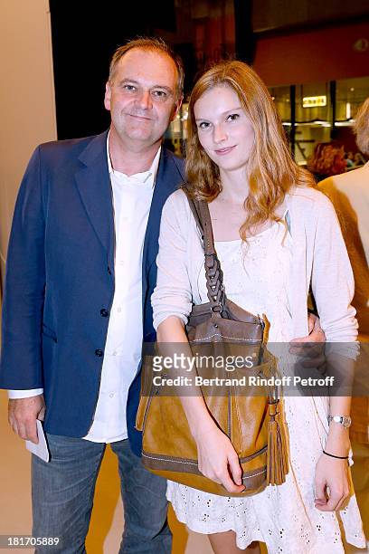Producer Christian Carrion and daughter Sophie attend 'L'Escalier De Fer' with Laurent Gerra : Private Screening in Paris on September 23, 2013 in...