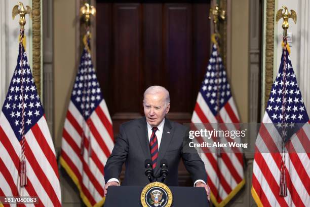 President Joe Biden speaks about supply chain resilience during an event with Transportation Secretary Pete Buttigieg, Treasury Secretary Janet...