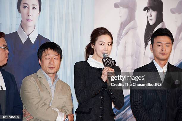 Kim Hyung-Sik, Choi Ji-Woo and Lee Sung-Jae attend the SBS Drama 'Suspicious Housekeeper' press conference at lotte hotel on September 16, 2013 in...