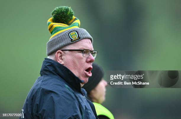 Leitrim , Ireland - 2 December 2023; Ballinamore Sean O'Heslins manager Barney Breen during the Currentaccount.ie All-Ireland Ladies Intermediate...