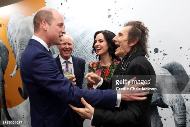 Prince William, Prince of Wales, Founder and CEO of Tusk Trust Charlie Mayhew OBE and Tusk Ambassadors Sally Wood and Ronnie Wood attend the 2023...