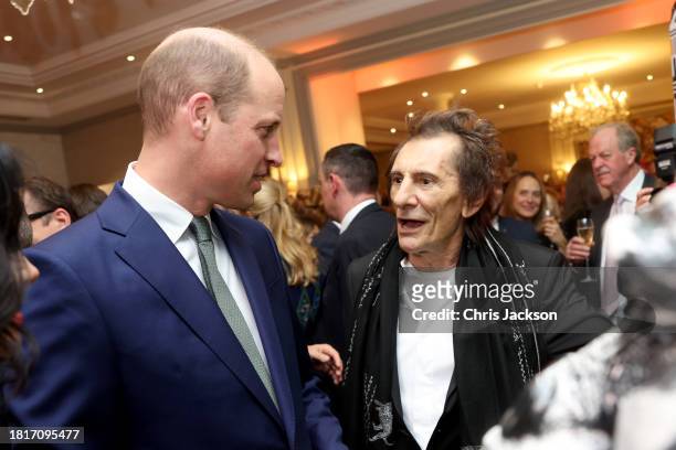 Prince William, Prince of Wales and Ronnie Wood attend the 2023 Tusk Conservation Awards at The Savoy Hotel on November 27, 2023 in London, England.