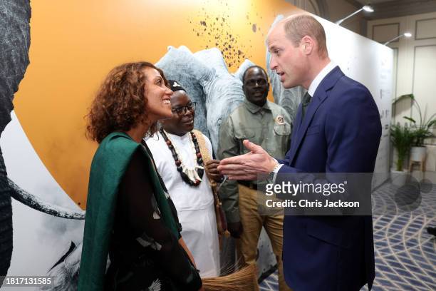 Prince William, Prince of Wales greets the Prince William Award Winner Dr Ekwoge Abwe, the Wildlife Ranger Award Winner Jealous Mpofu and the Tusk...