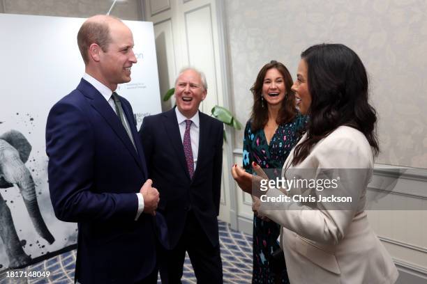 Prince William, Prince of Wales, Founder and CEO of Tusk Trust Charlie Mayhew OBE, Director of Programmes, Tusk Trust Sarah Watson and Awards Host...