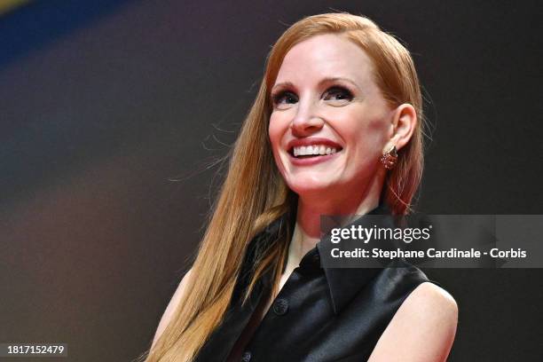 Jessica Chastain attends the "Memory" Premiere during the 20th Marrakech International Film Festival on November 27, 2023 in Marrakech, Morocco.