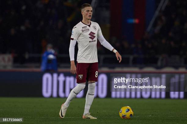 Ivan Ilic of Torino FC in action during the Serie A TIM match between Bologna FC and Torino FC at Stadio Renato Dall'Ara on November 27, 2023 in...