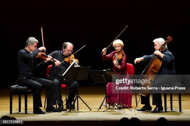 The Hagen Quartet of Austrian musicians Lukas Hagen , Rainer Schmidt , Veronika Hagen and Clemens Hagen perform at Musica Insieme at Manzoni Theater...