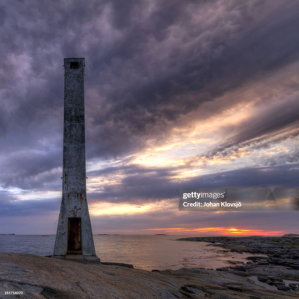 Old lighthouse at sunset