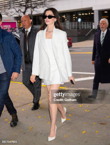 Anne Hathaway is seen on November 27, 2023 in New York City.