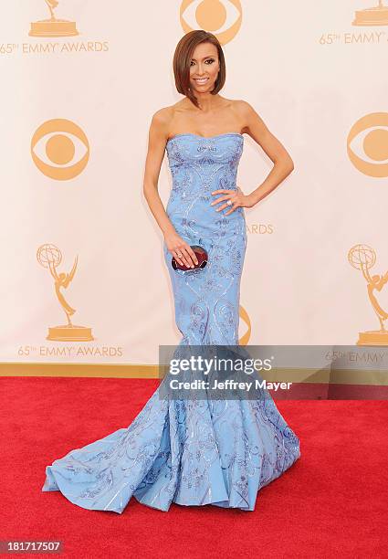 Personality Giuliana Rancic arrives at the 65th Annual Primetime Emmy Awards at Nokia Theatre L.A. Live on September 22, 2013 in Los Angeles,...