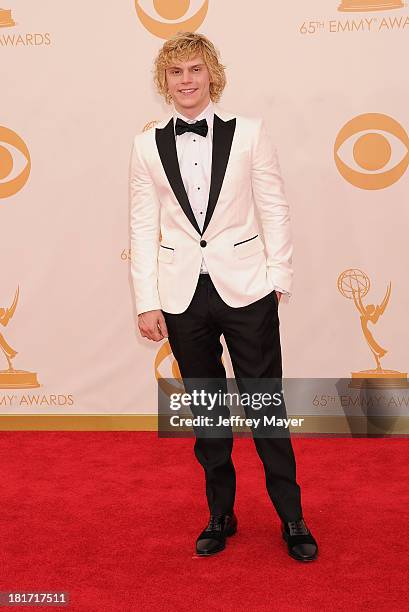 Actor Evan Peters arrives at the 65th Annual Primetime Emmy Awards at Nokia Theatre L.A. Live on September 22, 2013 in Los Angeles, California.