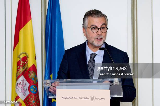 Carlos Alsina recives the 40th "Francisco Cerecedo" Journalism Awards at the Palace Hotel on November 27, 2023 in Madrid, Spain.
