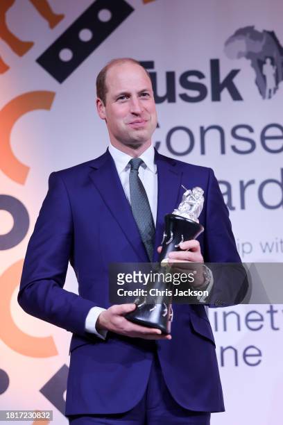 Prince William, Prince of Wales onstage during the 2023 Tusk Conservation Awards at The Savoy Hotel on November 27, 2023 in London, England.