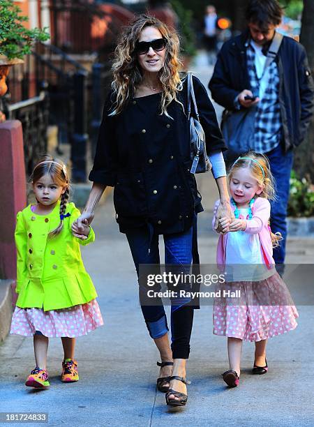 Tabitha Broderick, actress Sarah Jessica Parker and Marion Broderick are seen in Soho on September 23, 2013 in New York City.