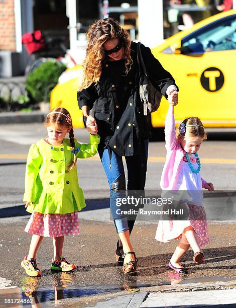 Tabitha Broderick, actress Sarah Jessica Parker and Marion Broderick are seen in Soho on September 23, 2013 in New York City.