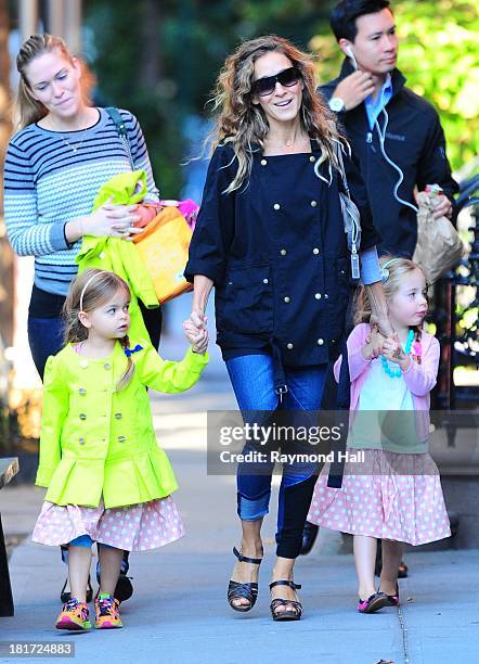 Tabitha Broderick, actress Sarah Jessica Parker and Marion Broderick are seen in Soho on September 23, 2013 in New York City.