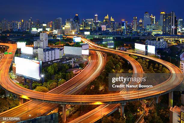 bangkok night_expressway : thailand - billboard highway stock pictures, royalty-free photos & images