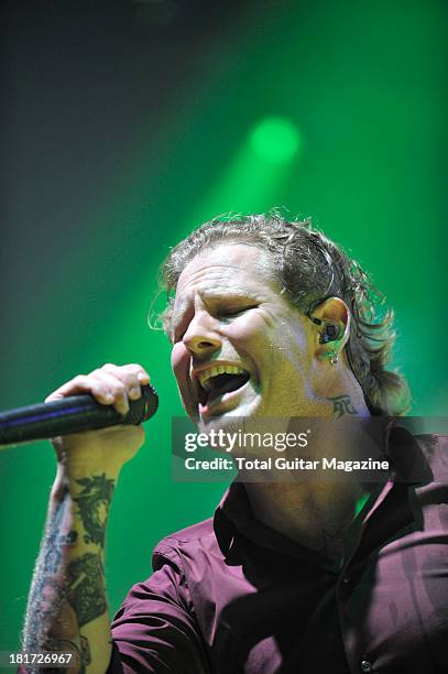 Corey Taylor of American alternative metal band Stone Sour performing live onstage at the Wolverhampton Civic Hall, December 14, 2012.