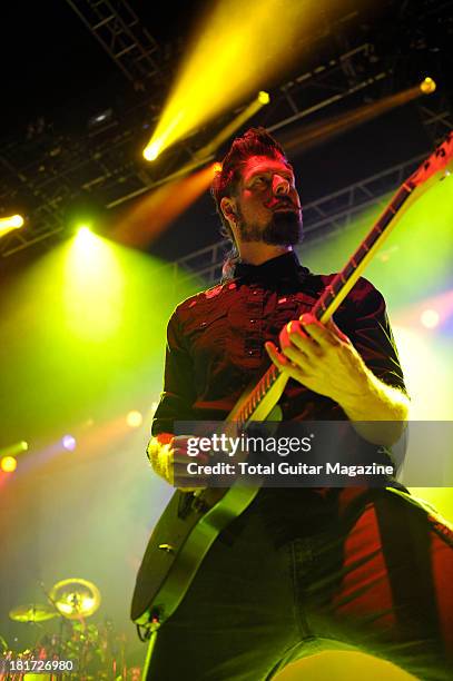 Jim Root of American alternative metal band Stone Sour performing live onstage at the Wolverhampton Civic Hall, December 14, 2012.