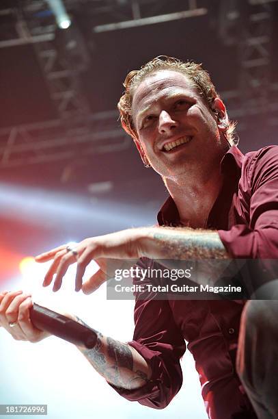 Corey Taylor of American alternative metal band Stone Sour performing live onstage at the Wolverhampton Civic Hall, December 14, 2012.