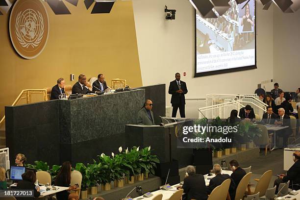 Musician Stevie Wonder, a United Nations Messenger of Peace, addresses a high-level meeting on the Realization of the Millennium Development Goals...